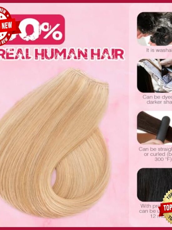 16 Inch Real Human Hair Halo Extensions Adjustable Wire Damage-Free main image 6